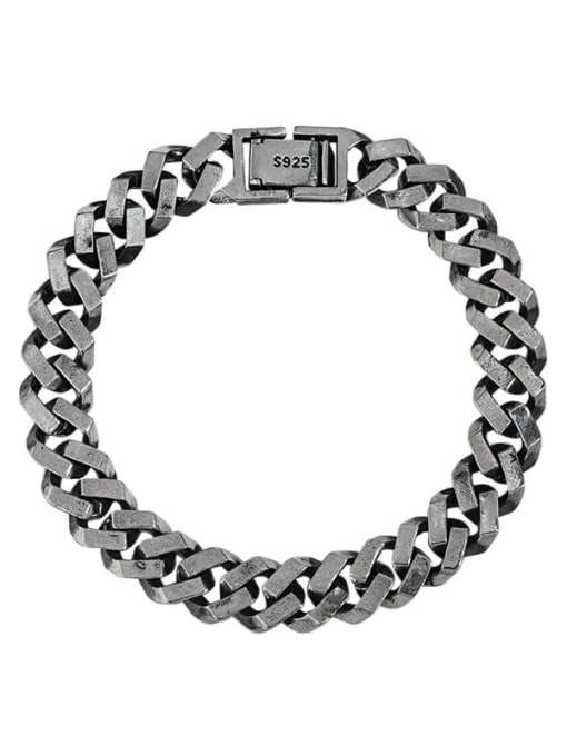Long [18cm] 925 Sterling Silver Geometric Chain Vintage Bracelet